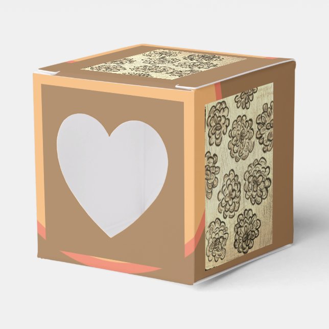 Sepia Marigolds Favour Box (Front Side)