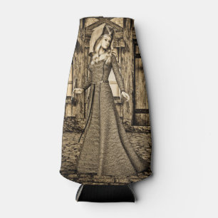 Sepia Mediaeval Princess Renaissance Art Bottle Cooler