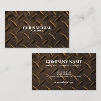 Sepia Metal Texture Custom Construction Worker Business Card