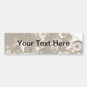 Sepia metallic gears bumper sticker