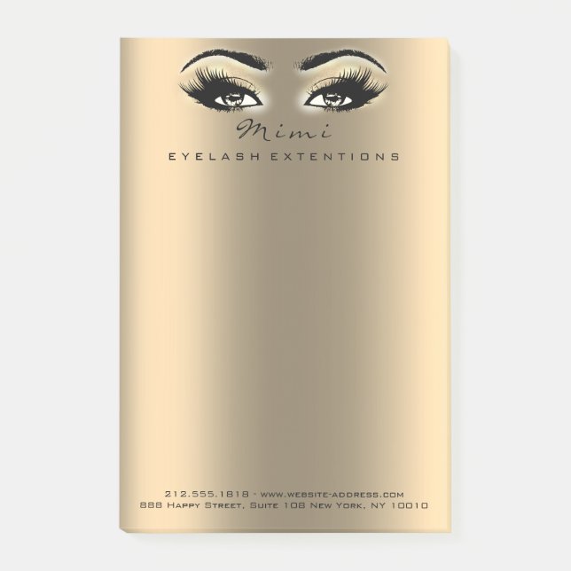 Sepia  Metallic Makeup Name Web Telephone Number Post-it Notes (Front)