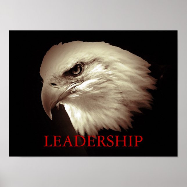 Sepia Motivational Leadership Eagle Eyes Poster (Front)