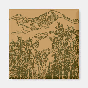 Sepia Mountains and  Forest Magnet