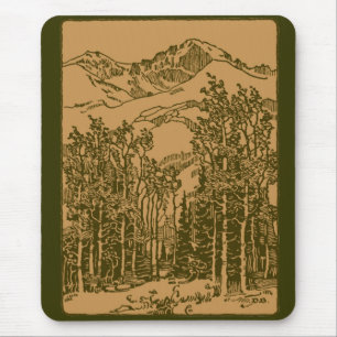 Sepia Mountains and Forest Mouse Mat