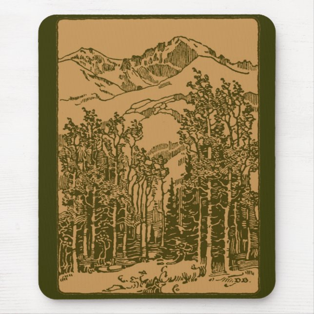 Sepia Mountains and  Forest Mouse Mat (Front)