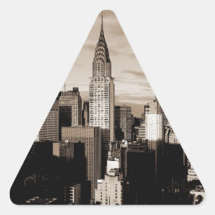 Sepia New York City Ink Sketch Triangle Sticker