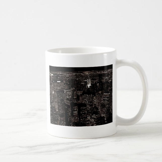 Sepia New York City Night Skyline Coffee Mug (Right)