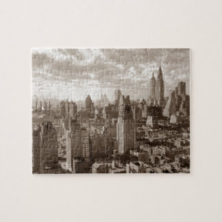 Sepia New York City Old Vintage Retro Jigsaw Puzzle