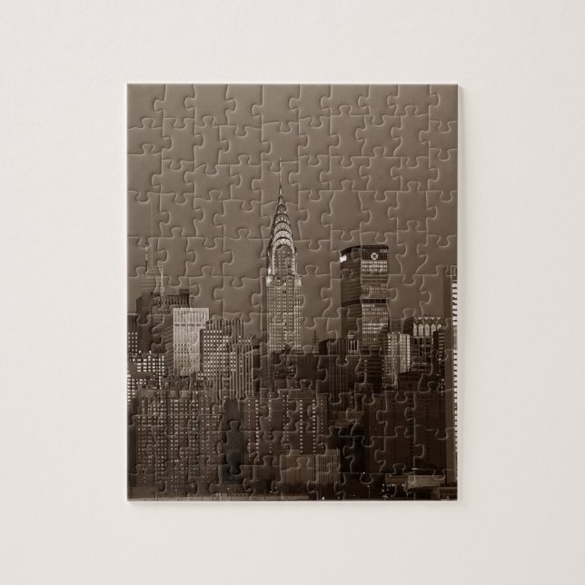 Sepia New York City Skyline Jigsaw Puzzle (Vertical)