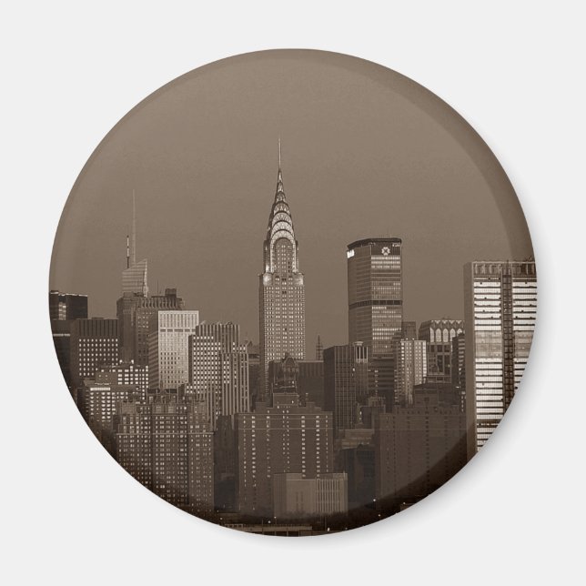 Sepia New York City Skyline Magnet (Front)