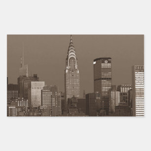 Sepia New York City Skyline Rectangular Sticker