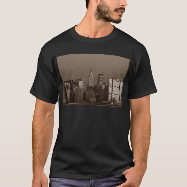 Sepia New York City Skyline T-Shirt (Front)