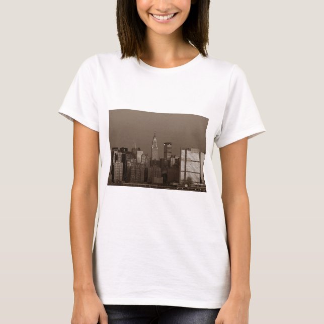 Sepia New York City Skyline T-Shirt (Front)