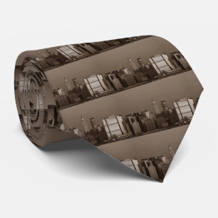 Sepia New York City Skyline Tie
