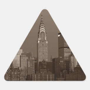 Sepia New York City Skyline Triangle Sticker