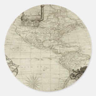Sepia Old Antique Vintage United States Map Classic Round Sticker