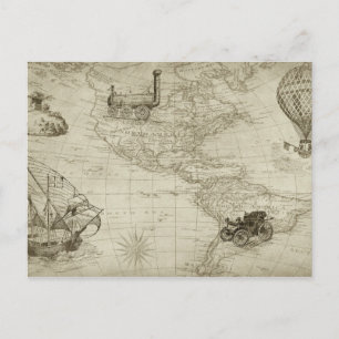 Sepia Old Antique Vintage United States Map Postcard