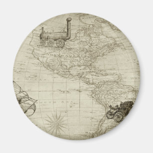 Sepia Old Antique Vintage United States Map Travel Magnet
