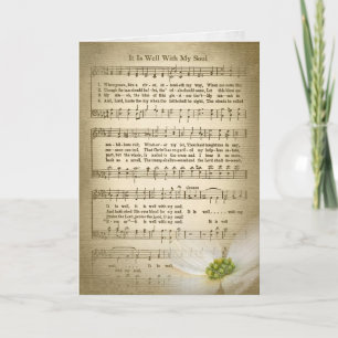 sepia old hymn music and flower for sympathy card