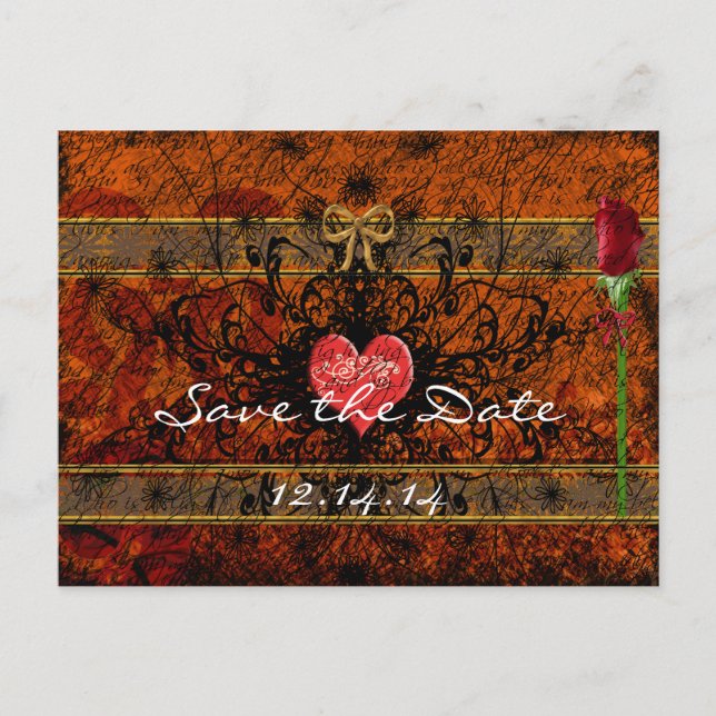 Sepia Old Time Roses Under the Calming Waves Announcement Postcard (Front)