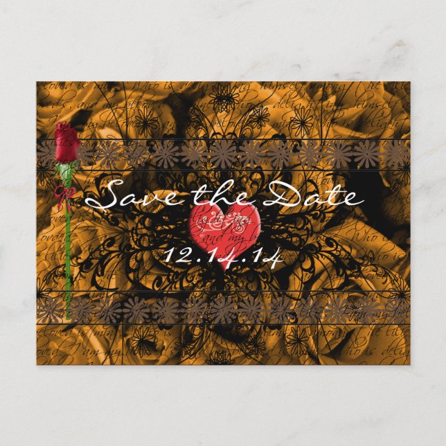 Sepia Old Time Roses Under the Calming Waves Announcement Postcard (Front)