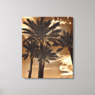 Sepia Palm Trees Canvas Print
