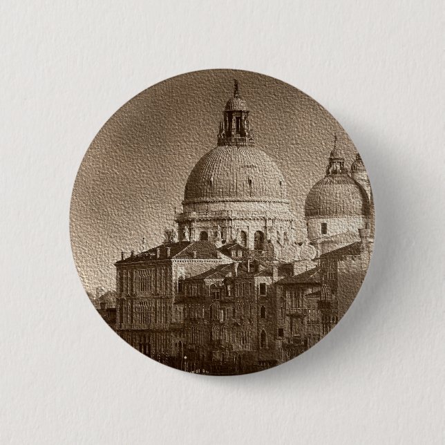 Sepia Paper Effect Venice Grand Canal 6 Cm Round Badge (Front)