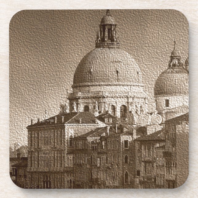 Sepia Paper Effect Venice Grand Canal Coaster (Front)