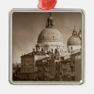 Sepia Paper Effect Venice Grand Canal Metal Tree Decoration