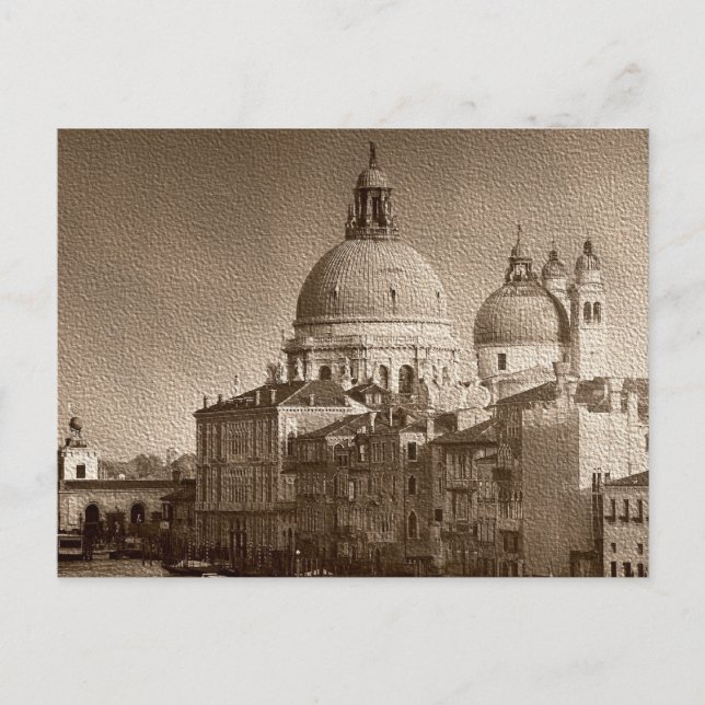 Sepia Paper Effect Venice Grand Canal Postcard (Front)