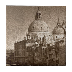 Sepia Paper Effect Venice Grand Canal Tile