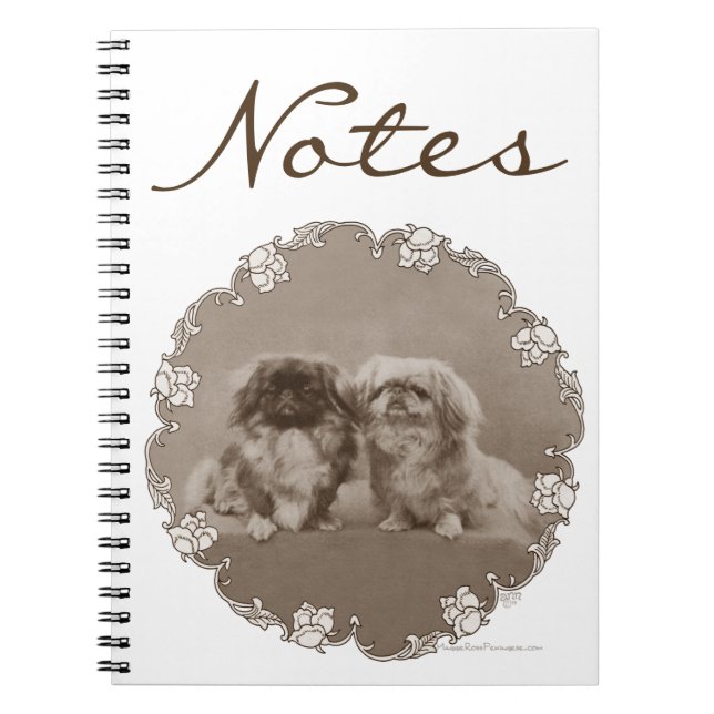 Sepia Pekingese Portrait Notebook (Front)