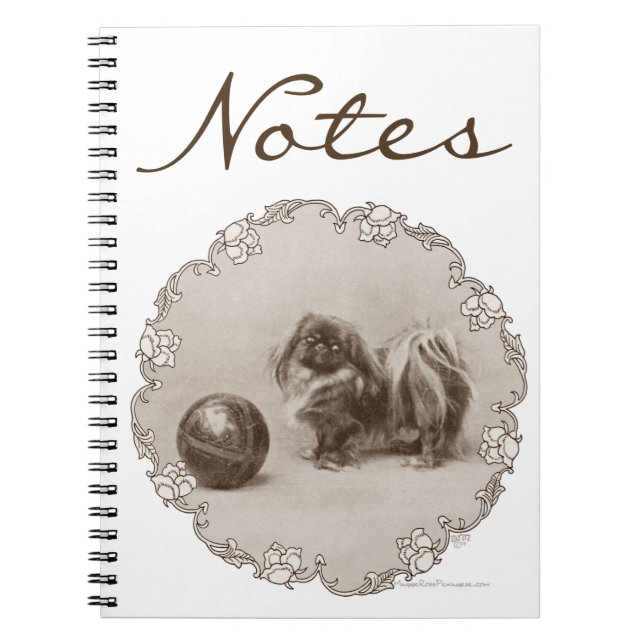 Sepia Pekingese Portrait Notebook (Front)