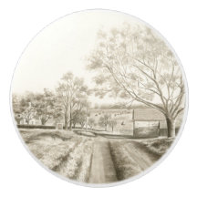 Sepia Pennsylvania Country Farmhouse 1700s 