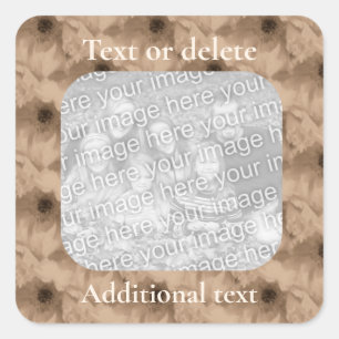 Sepia Peony Personalised Photo Square Sticker