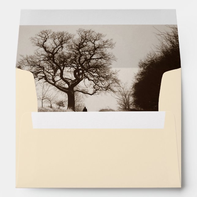 sepia photo of trees in winter snow scene envelope (Back (Bottom))