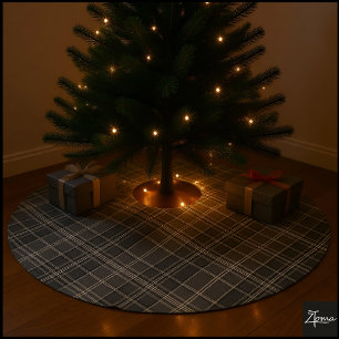 Sepia Plaid Vintage Tartan Taupe Check Brushed Polyester Tree Skirt