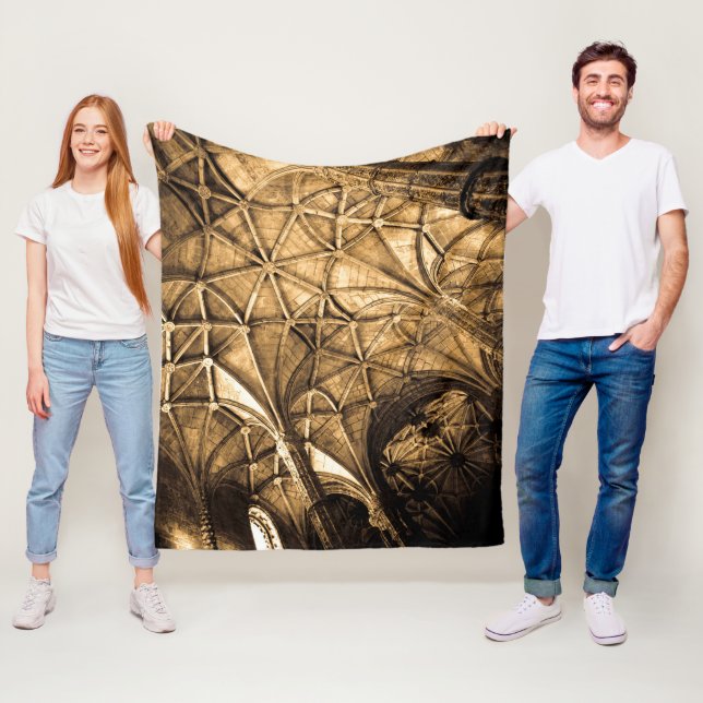 Sepia Portuguese Architecture Fleece Blanket (In Situ)