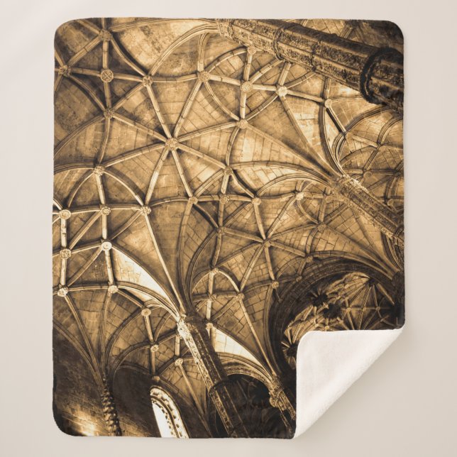 Sepia Portuguese Architecture Sherpa Blanket (Front)