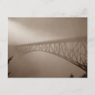Sepia Postcard Bridge Disappers Mist Travel trip