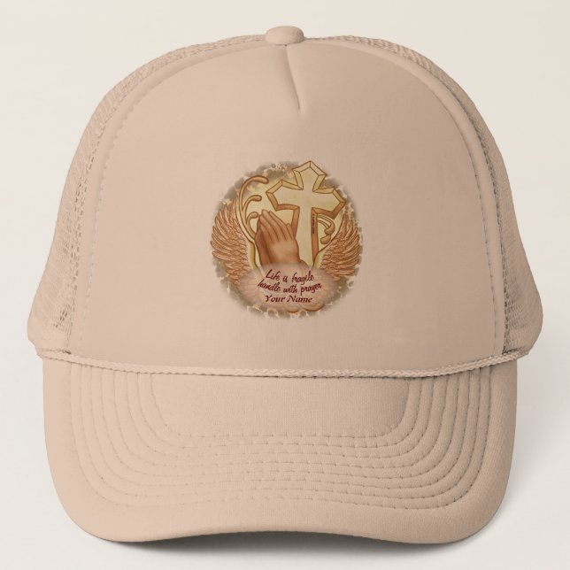 Sepia Prayer Hands Christian hat (Front)