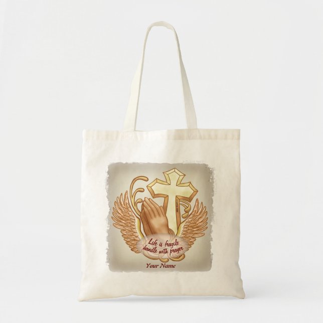 Sepia Prayer Hands Christian  Tote Bag (Front)