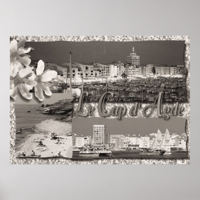 Sepia print, Le Cap d'Agde, France Poster (Front)