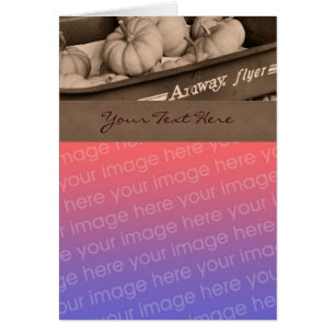 Sepia Pumpkins And Wagon Fall Photo Card