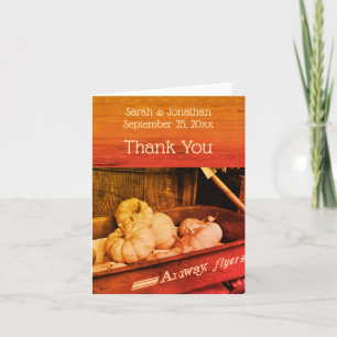 Sepia Pumpkins Wagon Autumn Wedding Thank You Card