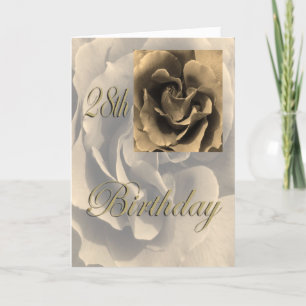 Sepia Rose Happy 28th Birthday Card