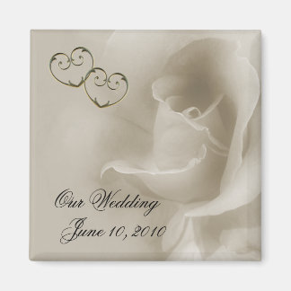 Sepia Rose with Gold Hearts Magnet