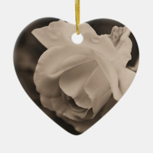 Sepia Rosebud Flower Ornament