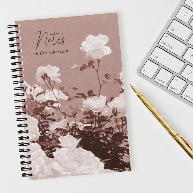 Sepia Roses Floral Garden Custom Spiral Notebook (Creator Uploaded)