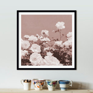 Sepia Roses Floral Garden Photo Art Print Poster